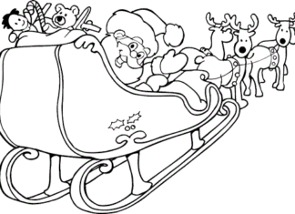 Mikołaj z reniferami mikołaj obrazek do drukowania