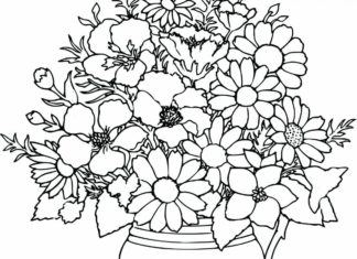 Dzban z wiosennymi kwiatami dzban pełen kwiatów obrazek do drukowania