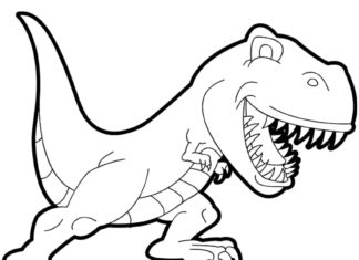Wesoły dinozaur dinozaur kolorowanka do druku