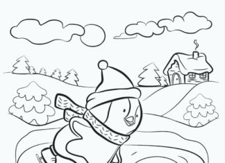 Zimowy pingwin zima obrazek do drukowania