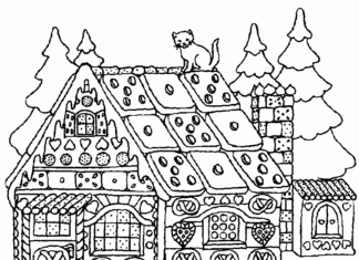 Świąteczny udekorowany dom świąteczny dom obrazek do drukowania