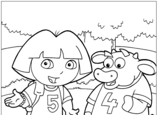 Bieniek i Dora grają w piłkę dora obrazek do drukowania