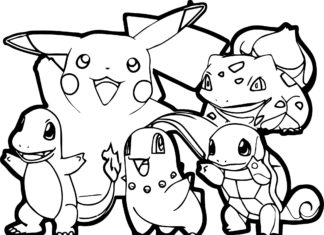 Malowanka z Pokemonami pokemony obrazek do drukowania