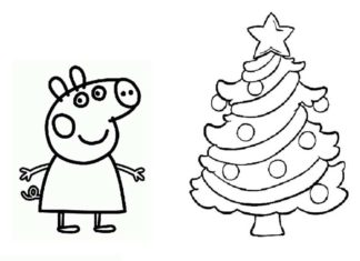 Świnka Peppa i Choinka świnka peppa obrazek do drukowanai