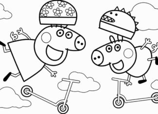 Świnka peppa na hulajnodze świnka peppa obrazek do drukowania