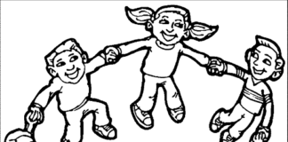 Dzieci tańczą obrazek do drukowania