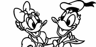 Kaczor Donald tańczy z Daisy kaczor donald z daisy obrazek do drukowania