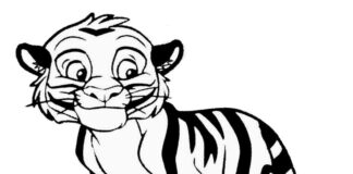 Uśmiechnięty tygrys tygrys kolorowanka obrazek do drukowania