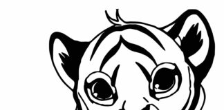 Słodki tygrysek tygrys kolorowanka obrazek do drukowania