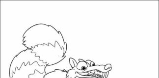 Wiewiórka z epoki lodowcowej Wiewiórka kolorowanka obrazek do drukowania