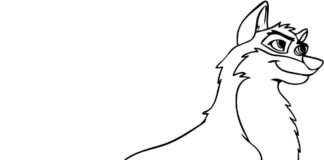 Zakochany wilczek Wilk kolorowanka obrazek do drukowania