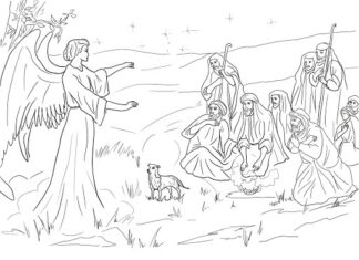 Anioł z pasterzami Anioł z pasterzami obrazek do drukowania