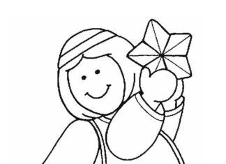Aniołek z gwiazdką aniołek z gwiazdką obrazek do drukowania