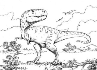 Dinozaur poluje obrazek do drukowania