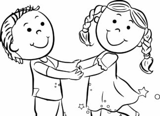 Dzieci tańczą dzieci tańczao obrazek do drukowania