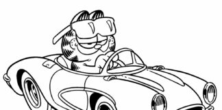 Garfield w samochodzie garfield w samochodzie obrazek do drukowania