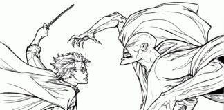 Harry Potter walczy z potworem harry potter obrazek do drukowanai