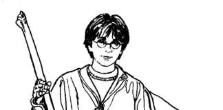 Harry Potter lata na miotle harry potter z miotłą obrazek do drukowania