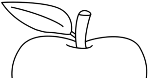 Jabłko z liściem jabłko z liściem obrazek do drukowania