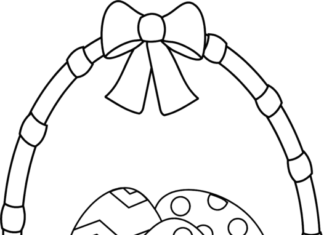 Koszyk wielkanocny z jajkami obrazek do drukowania