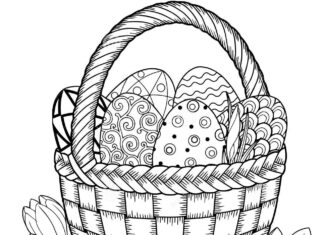 Pisanki w koszyczku wielkanocnym obrazek do drukowania