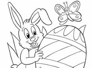 Zajączek z pisanką obrazek do drukowania