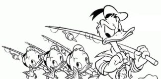 Kaczor Donald wraca z ryb kaczor donald idzie na ryby obrazek do drukowani