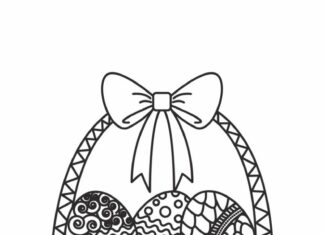 Wielkanocny koszyk z pisankami wielkanocny koszyk obrazek do drukowanie