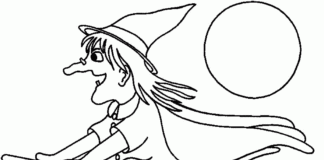 Latająca wiedźma latająca wiedźma obrazek do drukowania