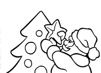 Mikołaj i choinka Mikołaj i choinka obrazek do drukowania