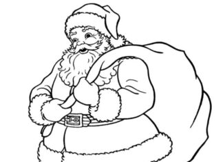 Mikołaj z workiem prezentów mikołaj z workiem prezentów obrazek do drukowania