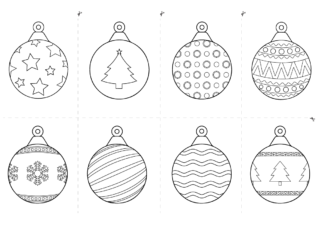 Pokoloruj bombki i powieś na choince bombki na choinkę obrazek do drukowania