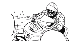 Skuter śnieżny i Man action man obrazek do drukowania