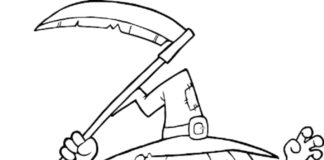 Straszna dynia z kosą straszna dynia z kosą obrazek do drukowania