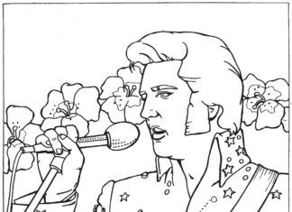 Piosenkach Elwis Presley Elwis Presley kolorowanka do drukowania