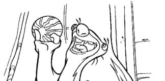 Leniwiec z arbuzem Leniwiec z arbuzem kolorowanka do drukowania