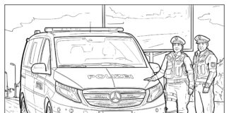 Mercedes Policyjny Mercedes policyjny obrazek do drukowania