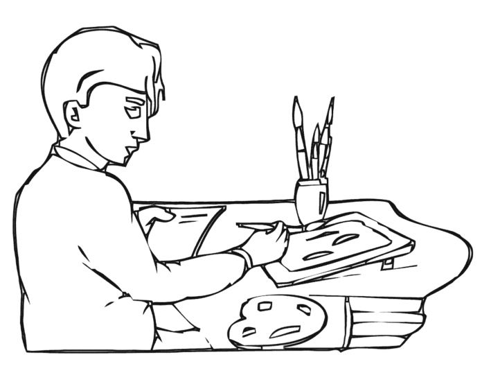 artysta malarz kolorowanka do drukowania