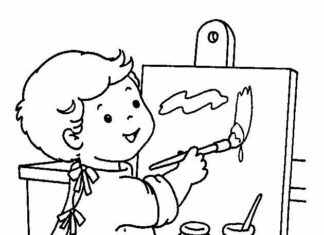 Artysta maluje obraz artysta maluje obraz kolorowanka do drukowania