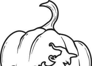 czarownica z dynią kolorowanka do drukowania