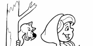 Czerwony kapturek i wilk czerwony kaprutek i wilk kolorowanka do drukowania