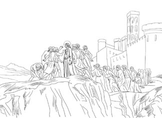 Dom Jezusa w Nazarecie Dom Jezusa w Nazarecie kolorowanka do drukowania