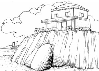 Dom na skale dom na skale kolorowanka do drukowania