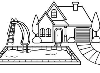 Dom z basenem dom z basenem kolorowanka do drukowania