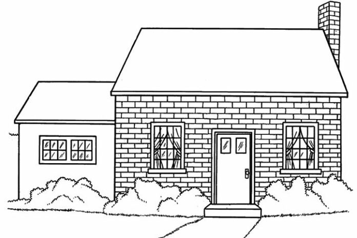 dom z cegieł kolorowanka do drukowania