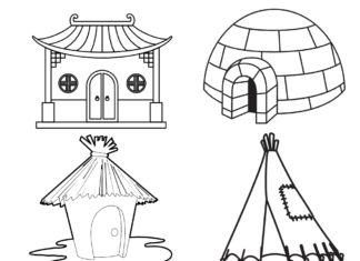 Domy na świecie domy na świecie kolorowanka do drukowania