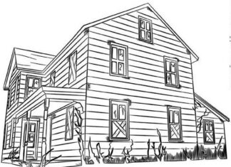 drewniany dom kolorowanka do drukowania