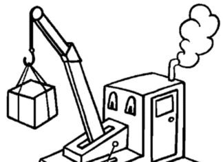 dźwig rozładowuje statek kolorowanka do drukowania