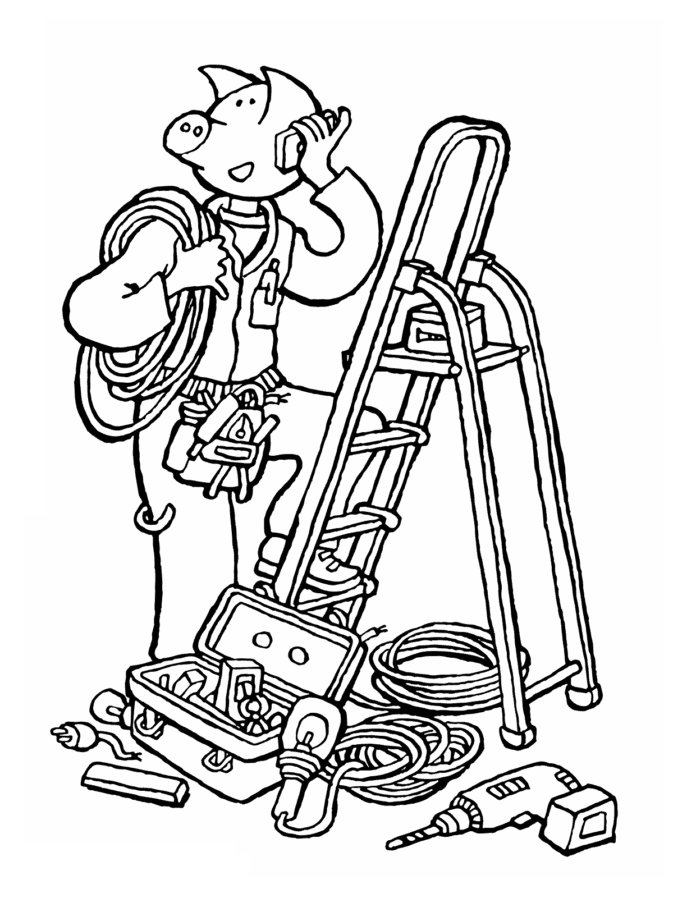 elektryk na drabinie kolorowanka do drukowania