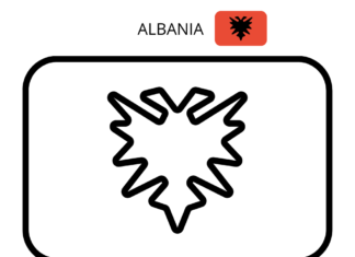 flaga albanii kolorowanka do drukowania